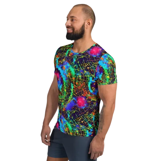Hypercolor Collision on a Men's Athletic T-Shirt