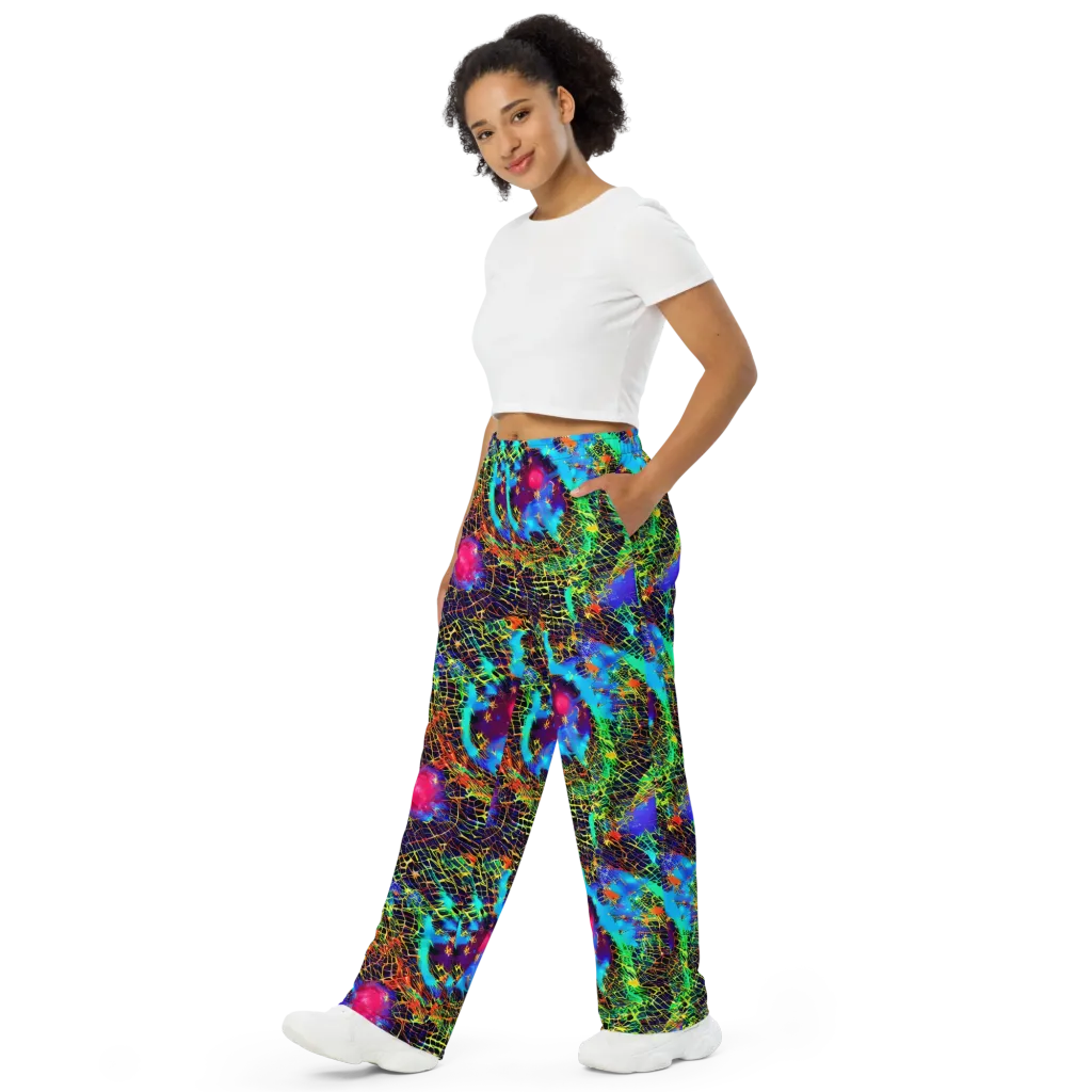 Hypercolor Collision on Wide-Leg Pants — Left Front