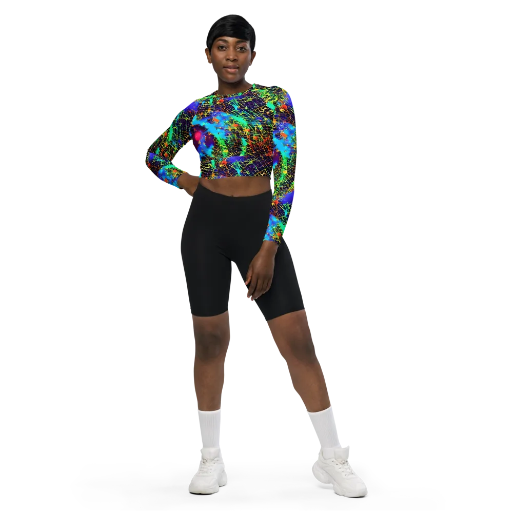 Hypercolor Collision on Long Sleeve Crop Top — Front