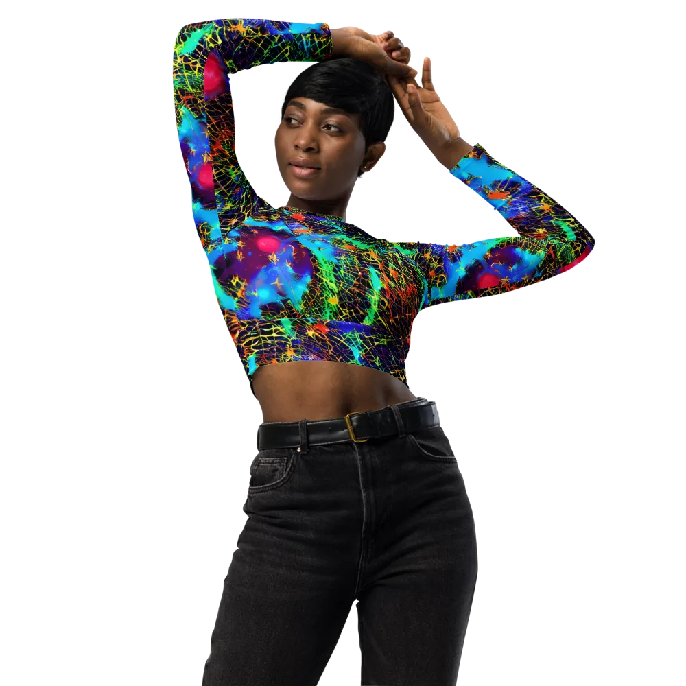 Hypercolor Collision on Long Sleeve Crop Top — Front