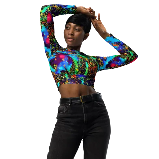 Hypercolor Collision on a Long Sleeve Crop Top