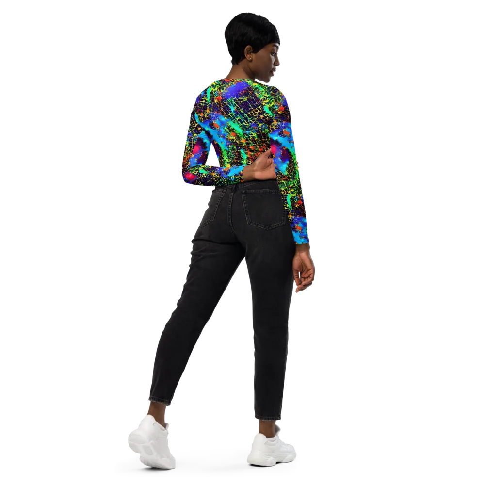 Hypercolor Collision on Long Sleeve Crop Top — Right Back