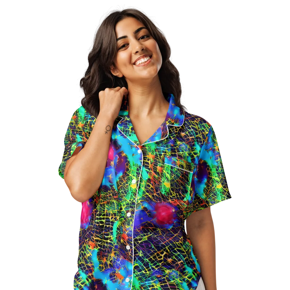 Hypercolor Collision on Women's Short Sleeve Pajama Top — Front