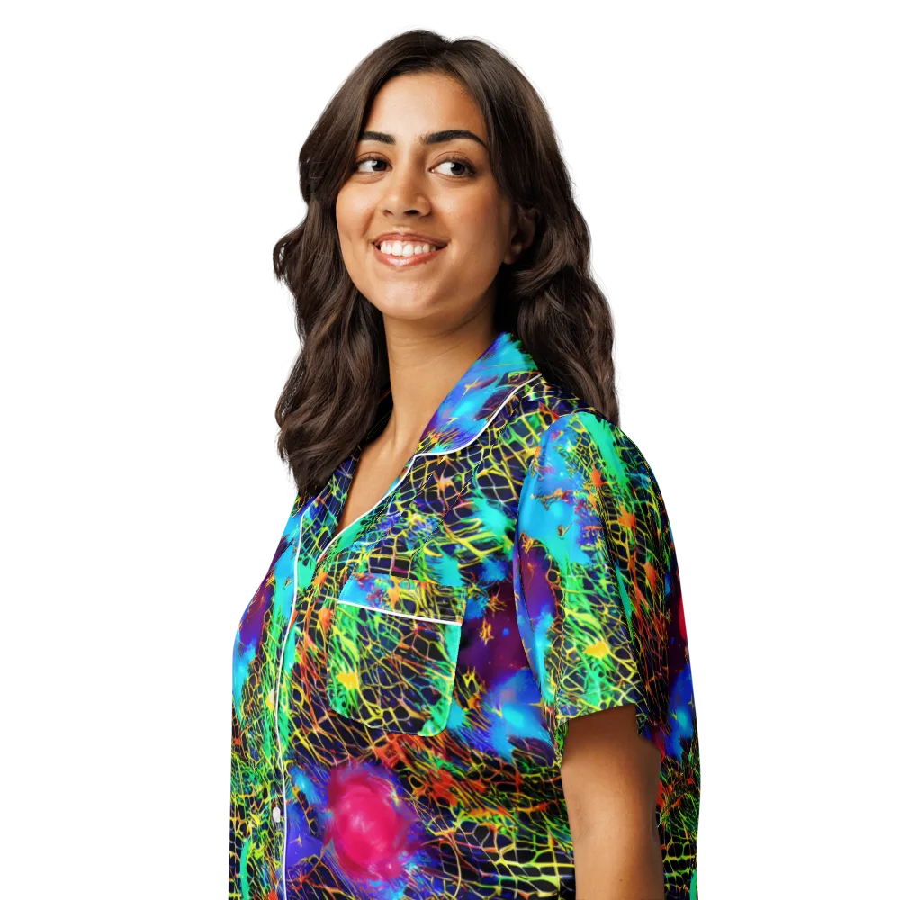 Hypercolor Collision on Women's Short Sleeve Pajama Top — Left Front