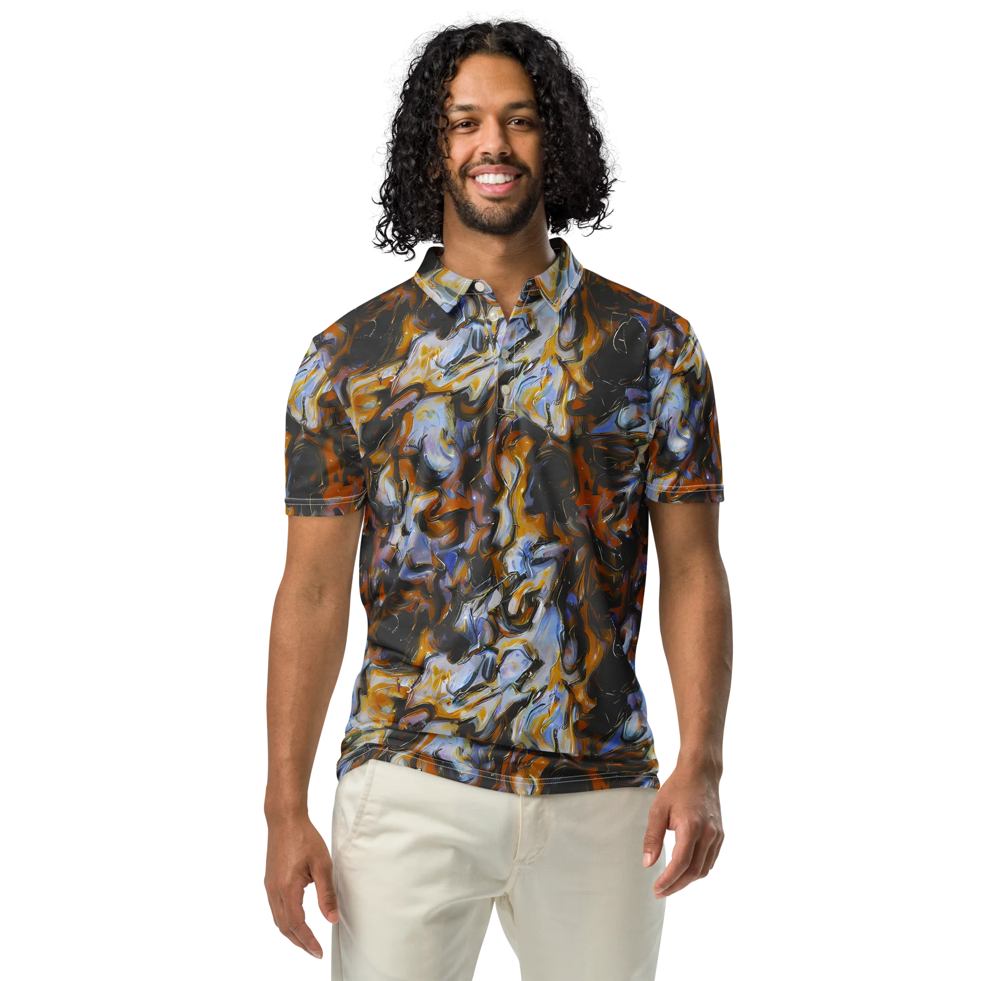 Ember Eclipse on Men's Slim Fit Polo Shirt — Front