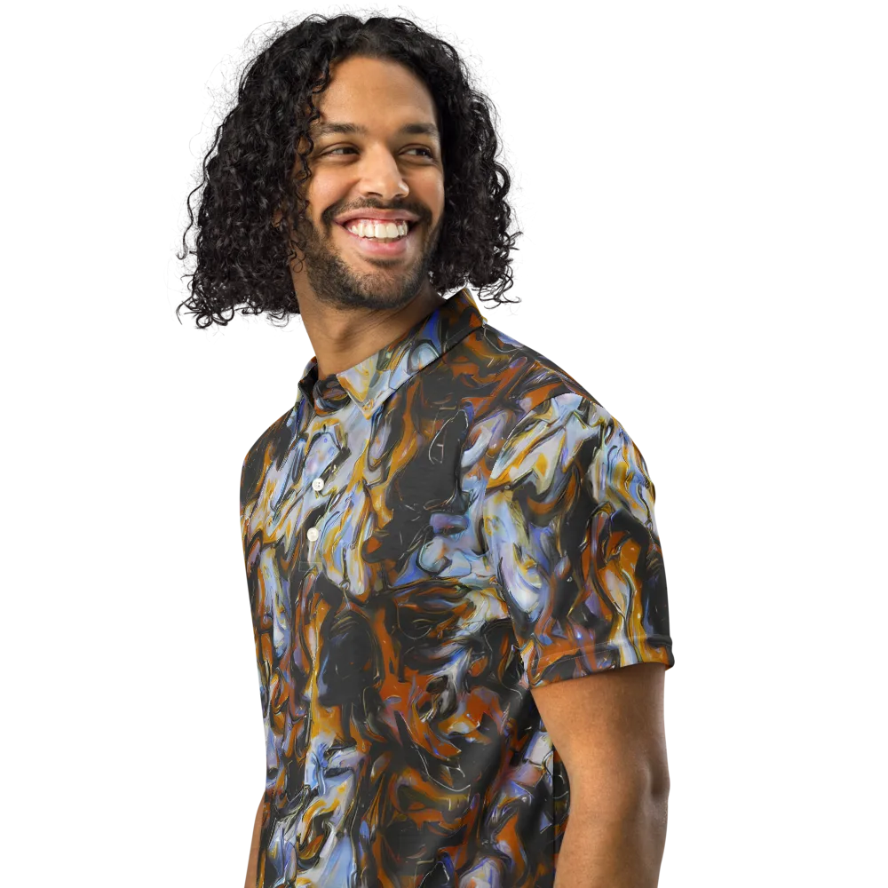 Ember Eclipse on Men's Slim Fit Polo Shirt — Left Front