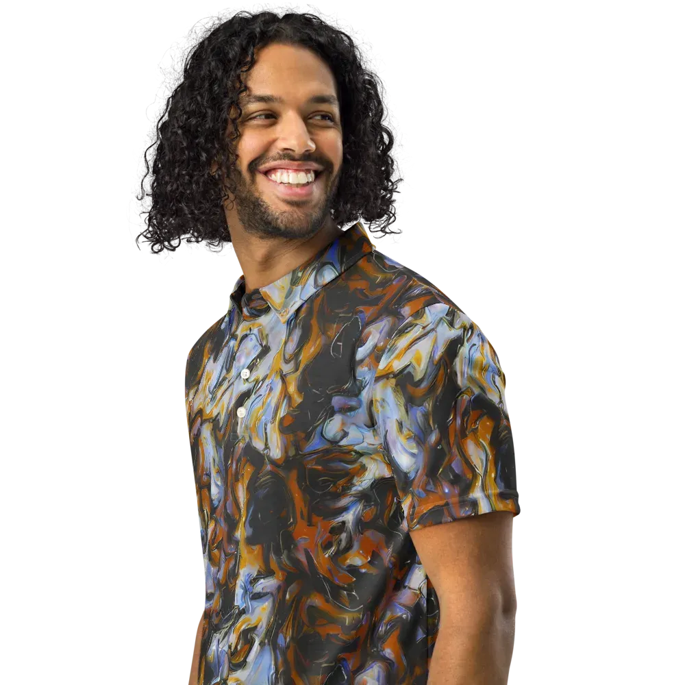 Ember Eclipse on Men's Slim Fit Polo Shirt — Left Front