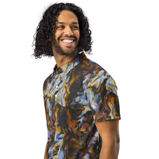 Ember Eclipse on a Men's Slim Fit Polo Shirt