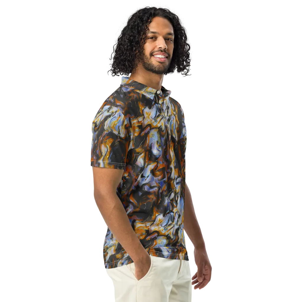 Ember Eclipse on Men's Slim Fit Polo Shirt — Right Front