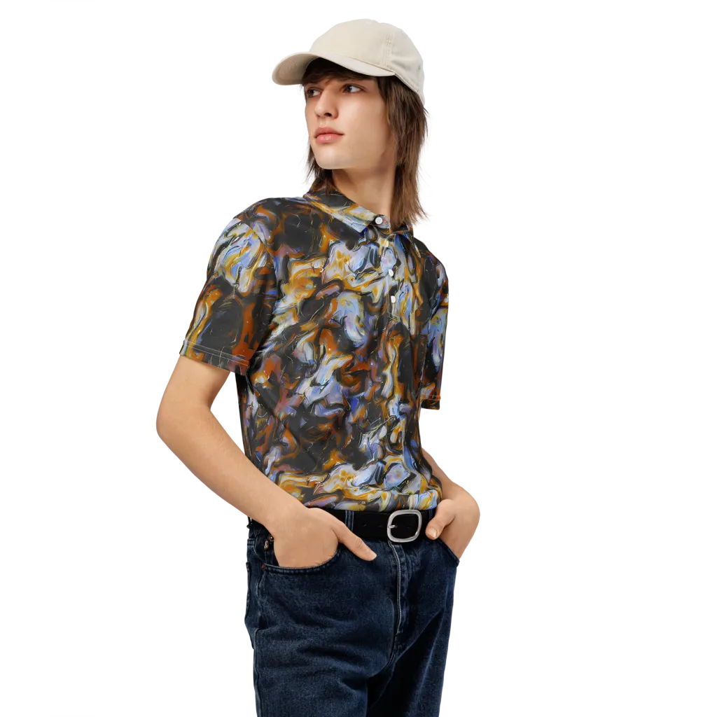 Ember Eclipse on Men's Slim Fit Polo Shirt — Right Front