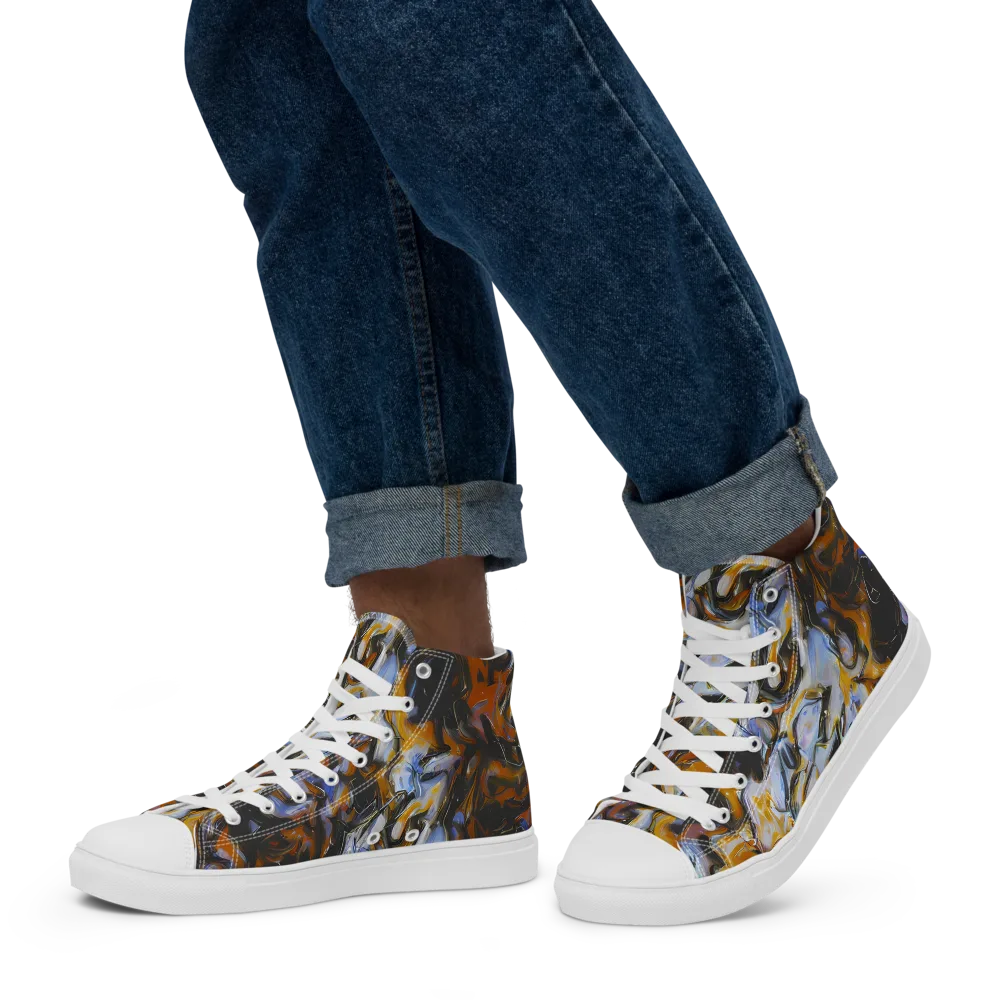 Ember Eclipse on Men's High Top Canvas Shoes — Left