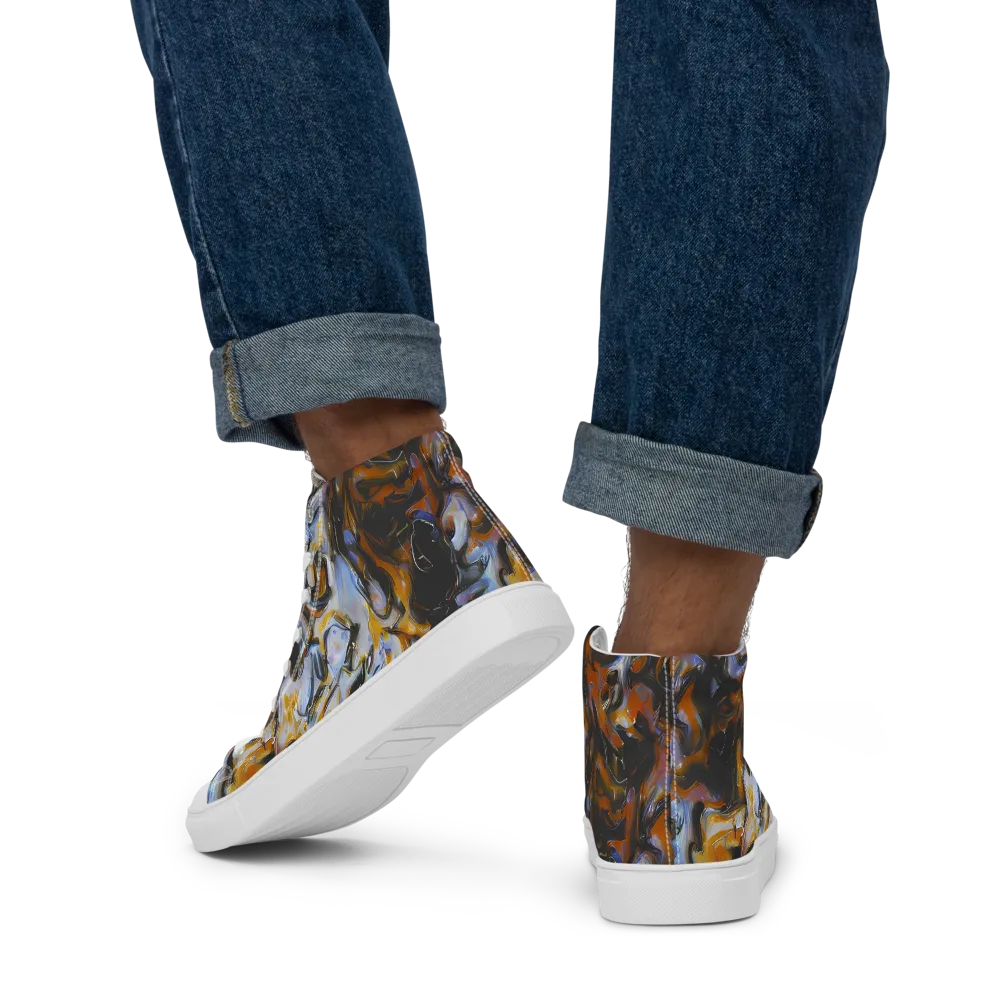 Ember Eclipse on Men's High Top Canvas Shoes — Back