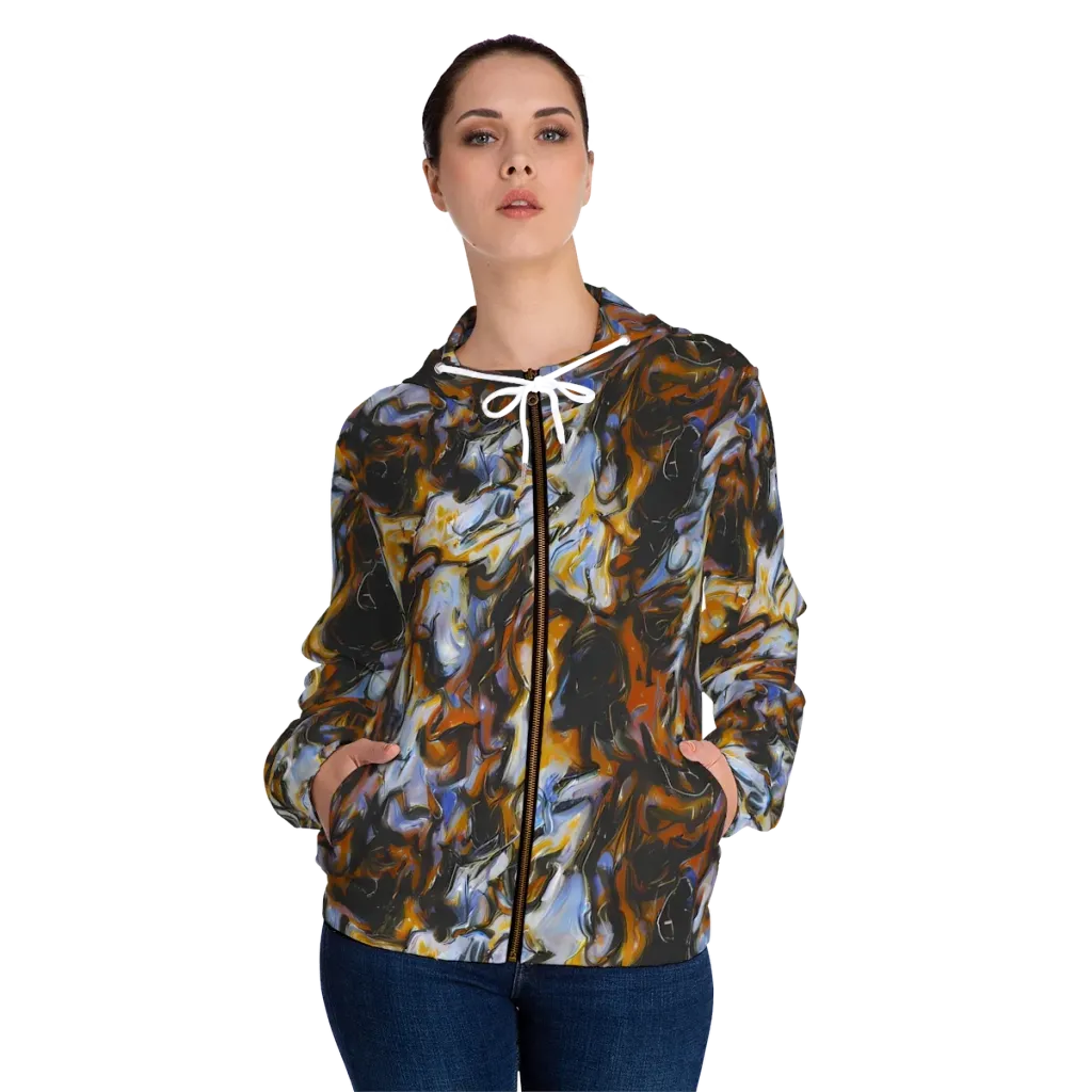 Ember Eclipse on Women's Full-Zip Hoodie — Front On Person