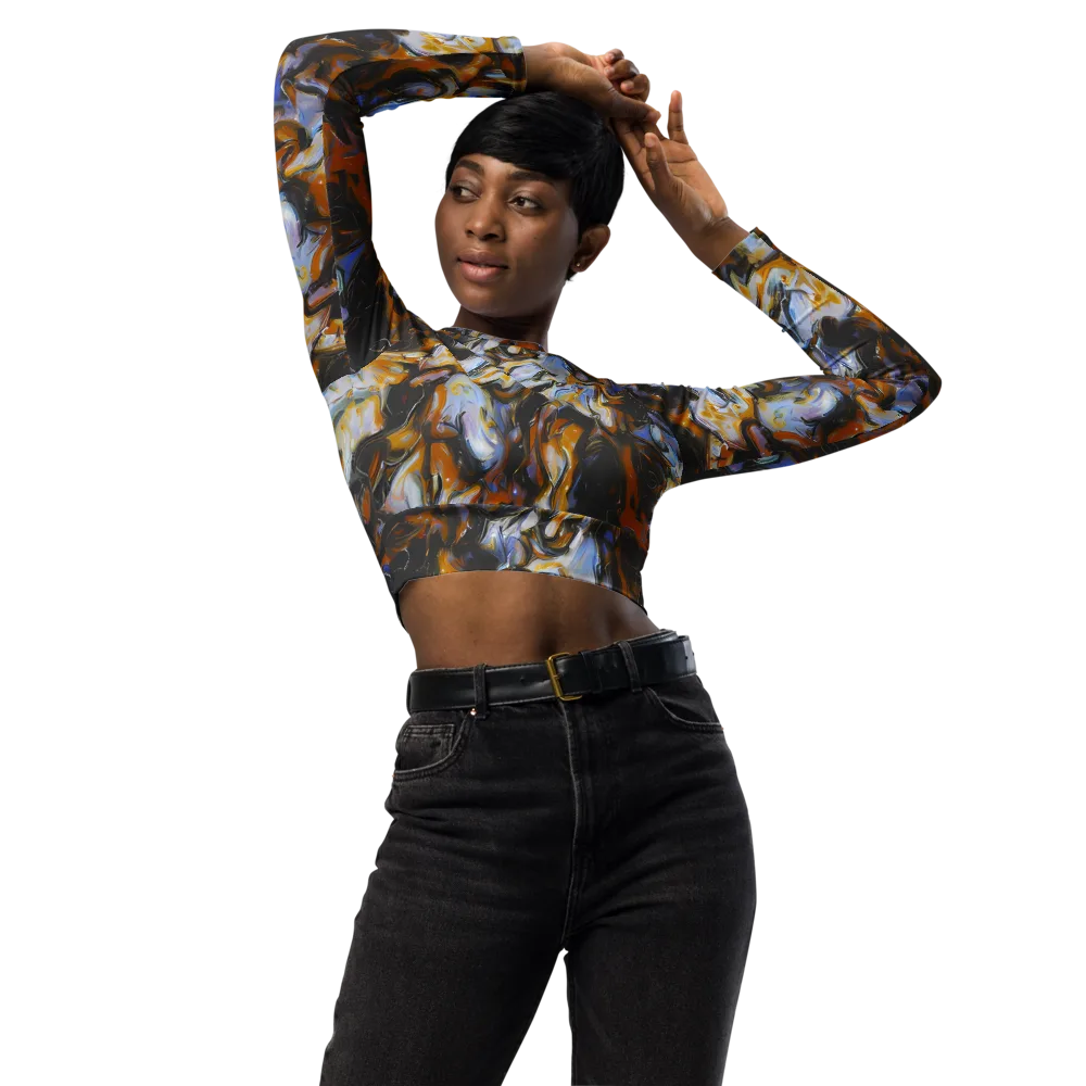 Ember Eclipse on Long Sleeve Crop Top — Front