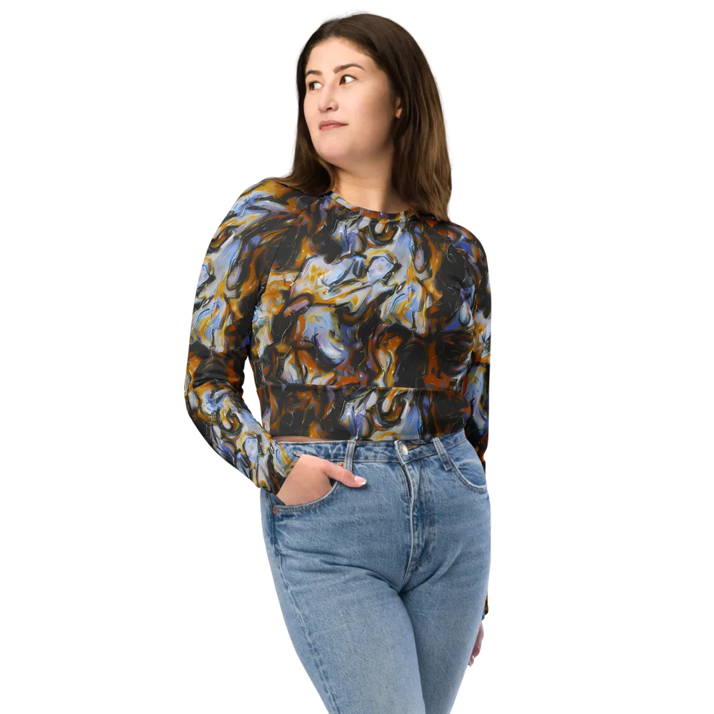 Ember Eclipse on Long Sleeve Crop Top — Front