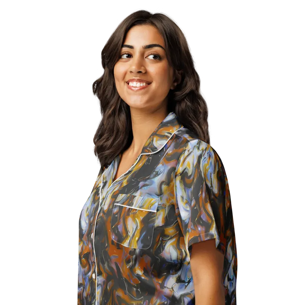 Ember Eclipse on Women's Short Sleeve Pajama Top — Left Front