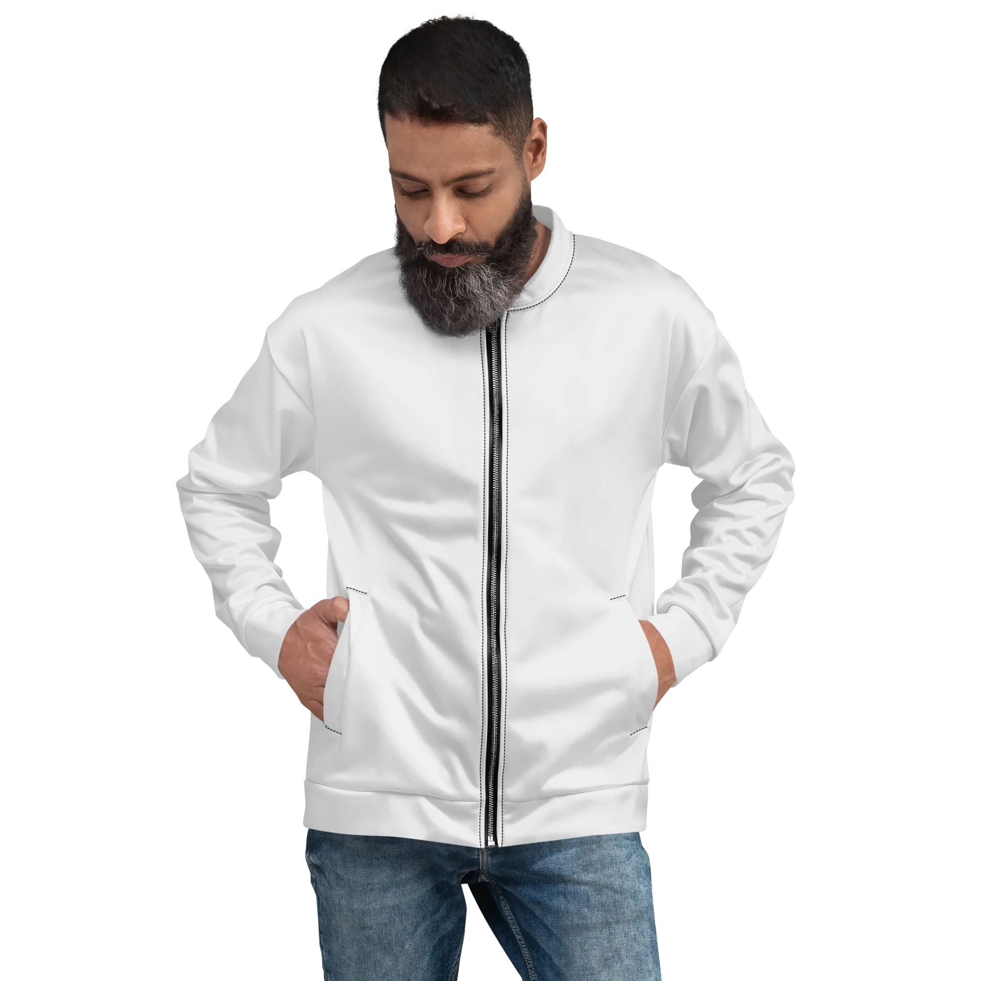Cobalt Arabesque on Bomber Jacket — Garment
