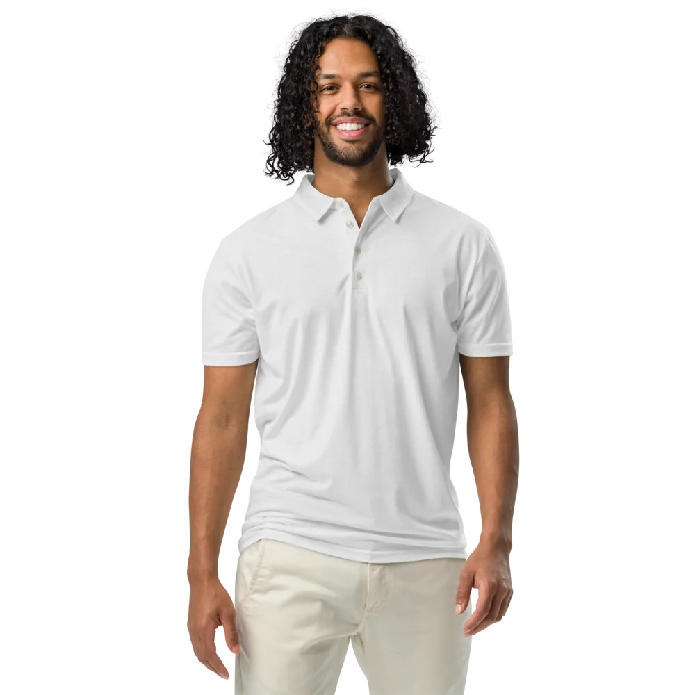 Cobalt Arabesque on Men's Slim Fit Polo Shirt — Garment
