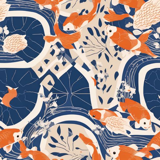 The Indigo Koi Garden pattern
