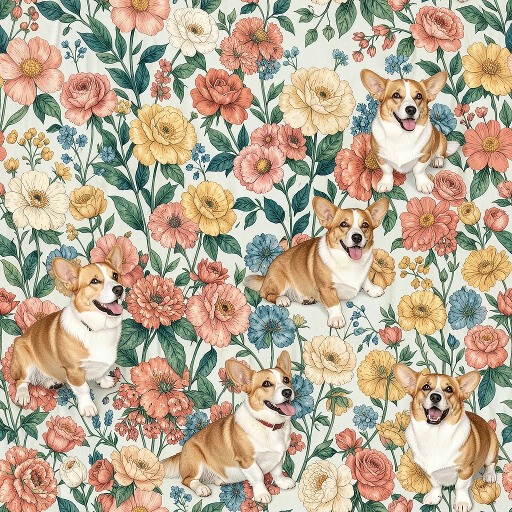The Garden Corgi pattern