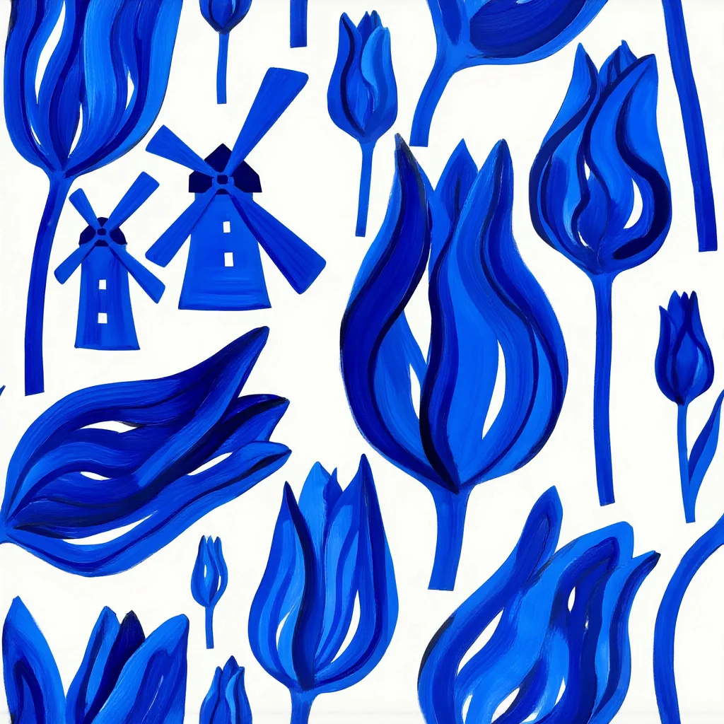 The Cobalt Tulip Windmill pattern