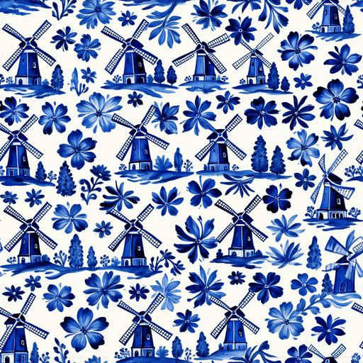 The Cobalt Windmill Garden pattern