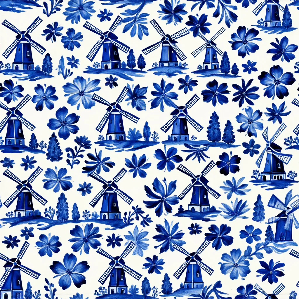 The Cobalt Windmill Garden pattern