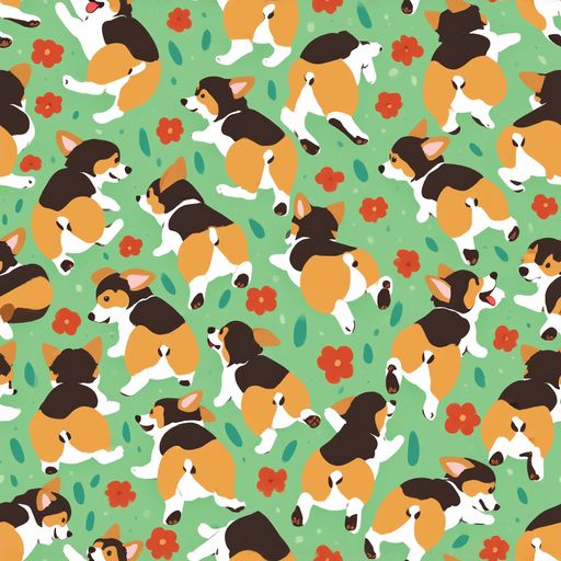 The Minty Corgi Meadow pattern