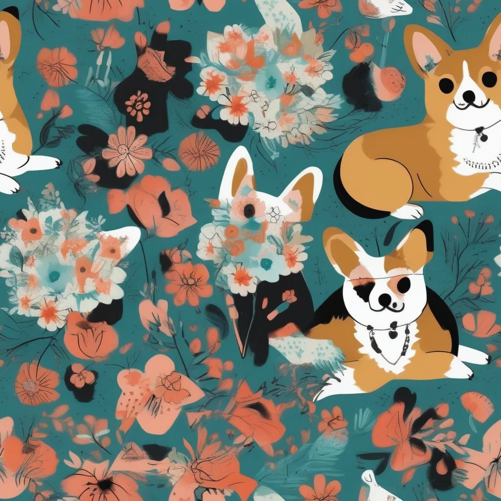 The Floral Corgi Club pattern