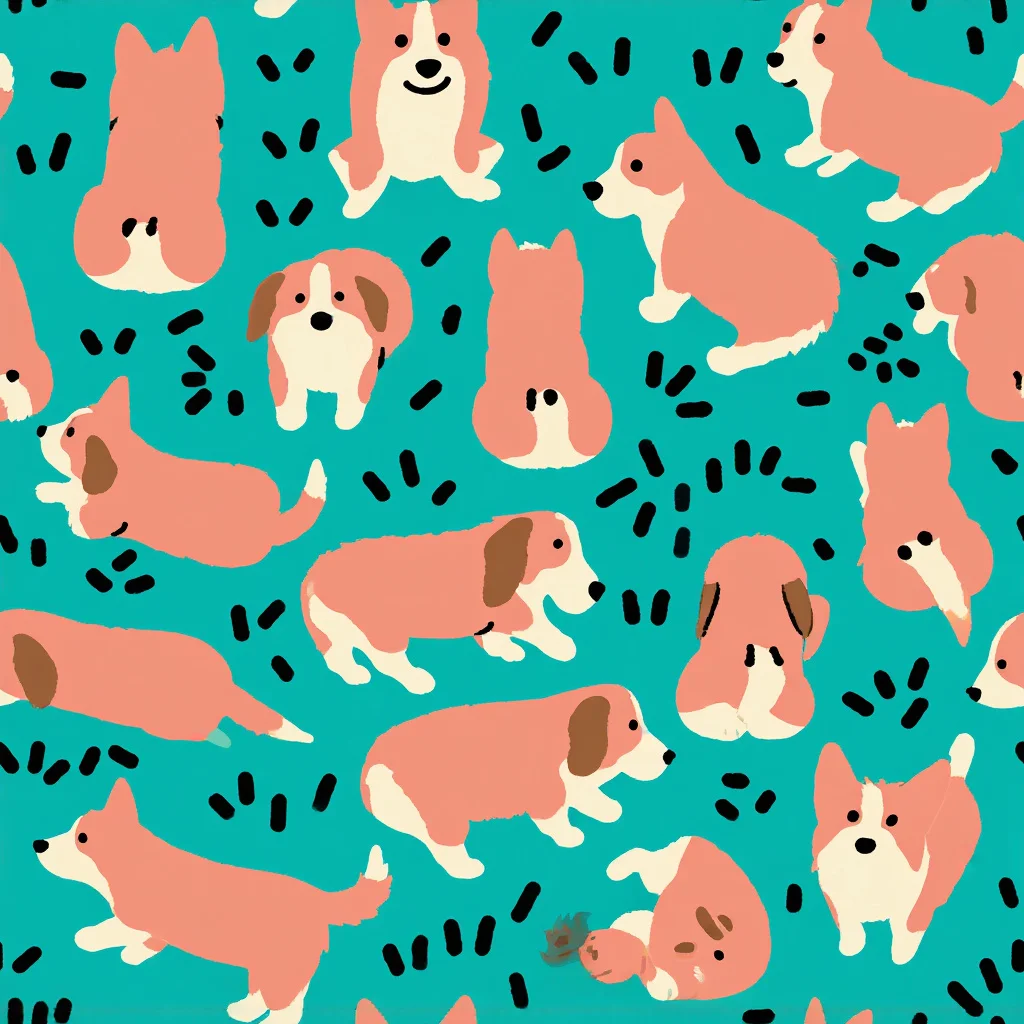 The Coral Corgi Parade pattern